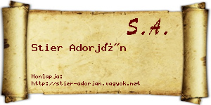 Stier Adorján névjegykártya